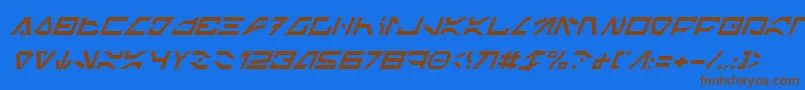 フォントIcodei – 茶色の文字が青い背景にあります。