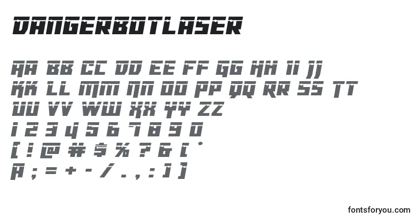 A fonte Dangerbotlaser – alfabeto, números, caracteres especiais