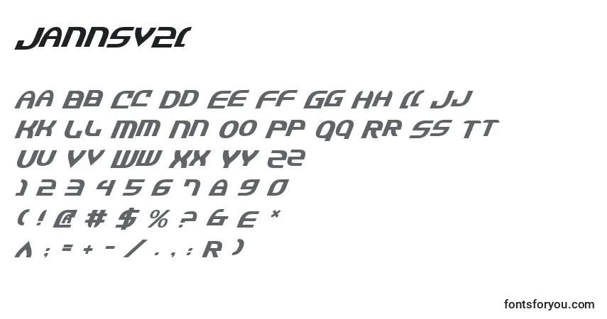 Czcionka Jannsv2i – alfabet, cyfry, specjalne znaki