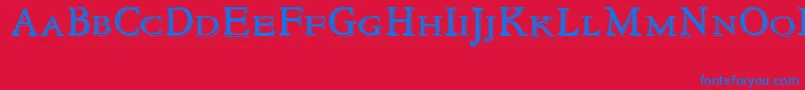 Fonte NewstylesmallcapsEmbossed – fontes azuis em um fundo vermelho