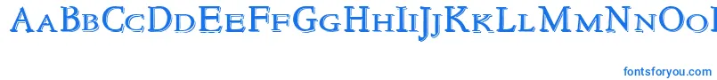 NewstylesmallcapsEmbossed-Schriftart – Blaue Schriften auf weißem Hintergrund