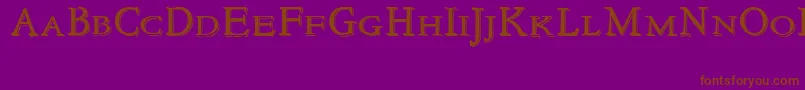 NewstylesmallcapsEmbossed-Schriftart – Braune Schriften auf violettem Hintergrund