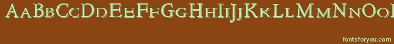 NewstylesmallcapsEmbossed-Schriftart – Grüne Schriften auf braunem Hintergrund