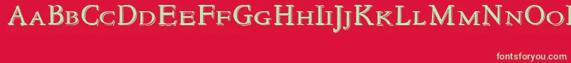 NewstylesmallcapsEmbossed Font – Green Fonts on Red Background