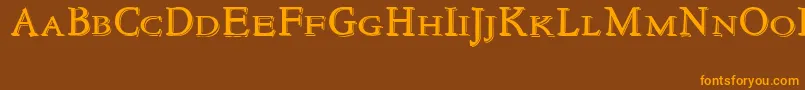 NewstylesmallcapsEmbossed Font – Orange Fonts on Brown Background