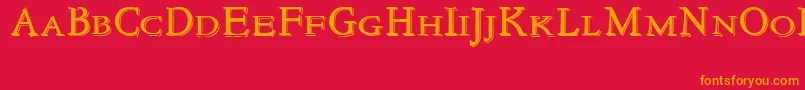 NewstylesmallcapsEmbossed Font – Orange Fonts on Red Background