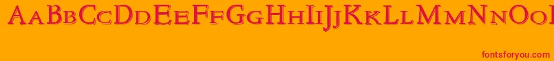 フォントNewstylesmallcapsEmbossed – オレンジの背景に赤い文字