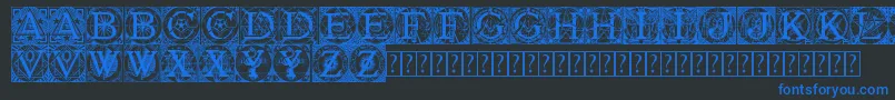 Tattegrain3-fontti – siniset fontit mustalla taustalla