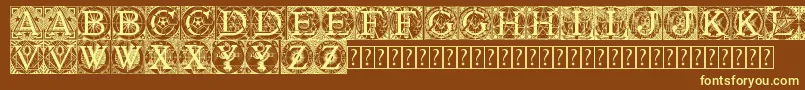 Tattegrain3-fontti – keltaiset fontit ruskealla taustalla