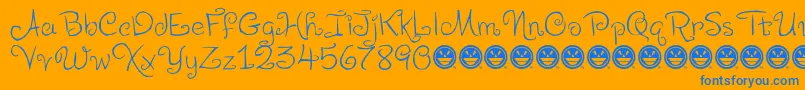 フォントLevoScaloopyFre – オレンジの背景に青い文字