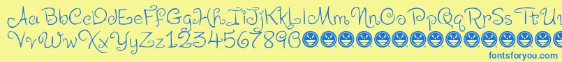 LevoScaloopyFre Font – Blue Fonts on Yellow Background