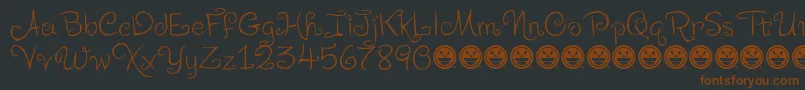 Weitere Informationen zur LevoScaloopyFre-Schriftart LevoScaloopyFre-Schriftart – Braune Schriften auf schwarzem Hintergrund
