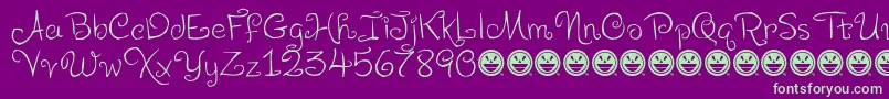 More about LevoScaloopyFre Font LevoScaloopyFre Font – Green Fonts on Purple Background