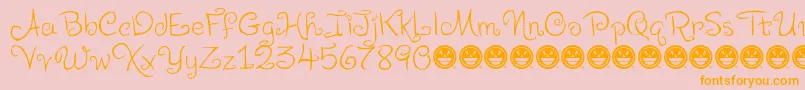 LevoScaloopyFre-Schriftart – Orangefarbene Schriften auf rosa Hintergrund