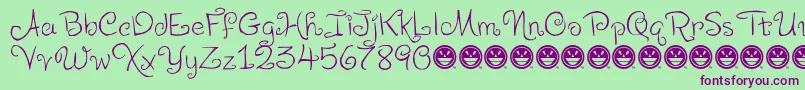 LevoScaloopyFre Font – Purple Fonts on Green Background