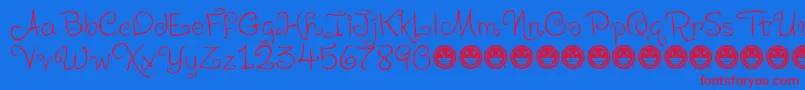 LevoScaloopyFre Font – Red Fonts on Blue Background