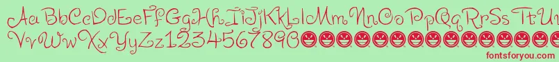 LevoScaloopyFre Font – Red Fonts on Green Background