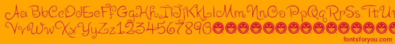 LevoScaloopyFre Font – Red Fonts on Orange Background