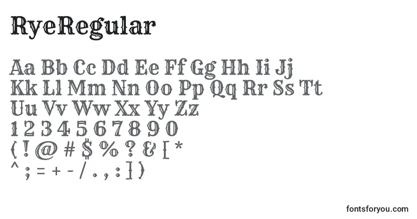 Шрифт RyeRegular – алфавит, цифры, специальные символы