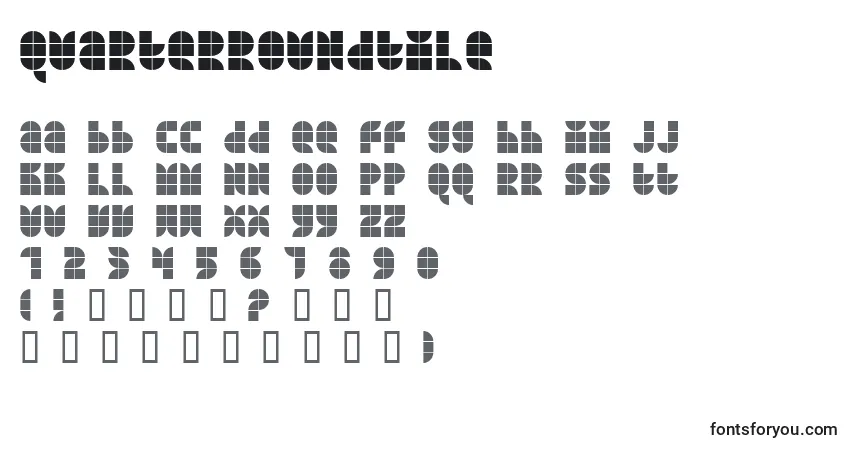 Czcionka QuarterroundTile – alfabet, cyfry, specjalne znaki