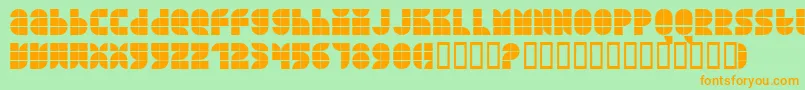QuarterroundTile-Schriftart – Orangefarbene Schriften auf grünem Hintergrund