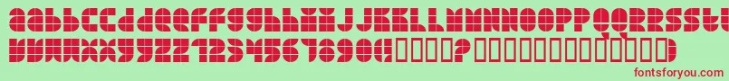 QuarterroundTile-fontti – punaiset fontit vihreällä taustalla