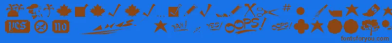 Minipics Font – Brown Fonts on Blue Background