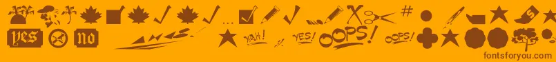 Minipics Font – Brown Fonts on Orange Background