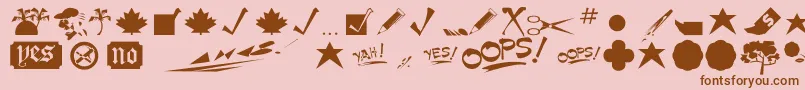 Minipics Font – Brown Fonts on Pink Background
