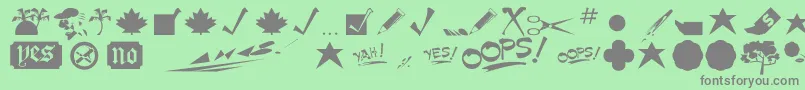 Minipics Font – Gray Fonts on Green Background