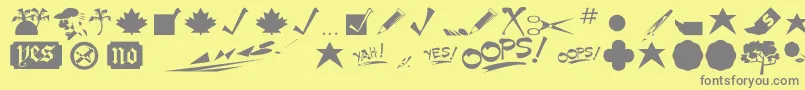 Minipics Font – Gray Fonts on Yellow Background
