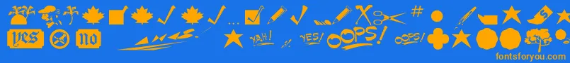 Minipics Font – Orange Fonts on Blue Background