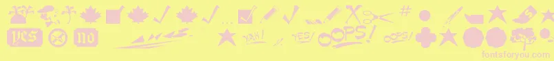 Minipics Font – Pink Fonts on Yellow Background