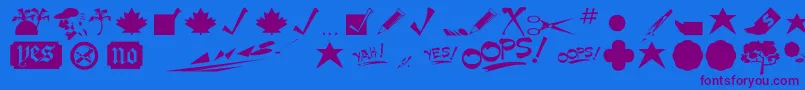Minipics Font – Purple Fonts on Blue Background