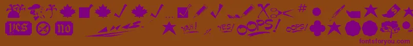 Minipics Font – Purple Fonts on Brown Background