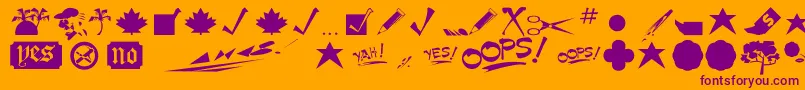Minipics Font – Purple Fonts on Orange Background
