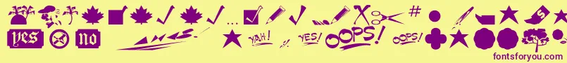 Minipics Font – Purple Fonts on Yellow Background