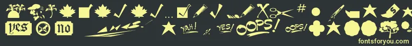 Minipics Font – Yellow Fonts on Black Background