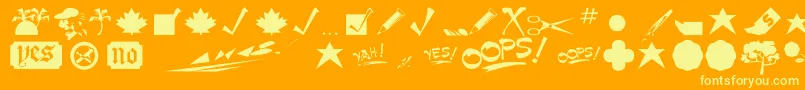 Minipics Font – Yellow Fonts on Orange Background