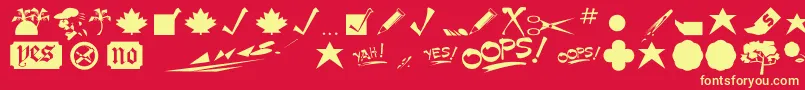 Minipics Font – Yellow Fonts on Red Background