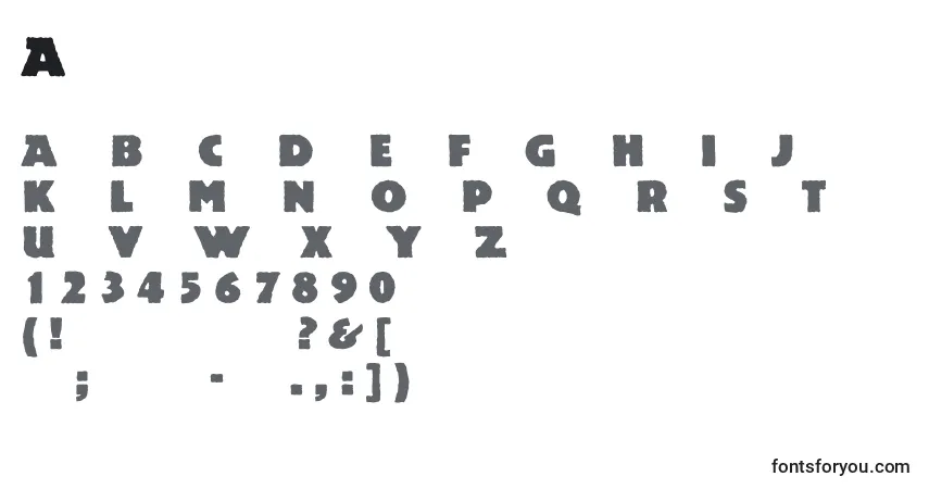 Czcionka Acsiomanextroughc – alfabet, cyfry, specjalne znaki