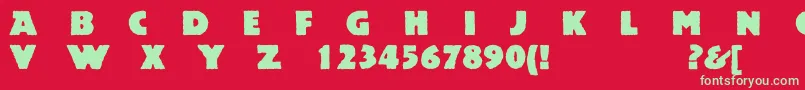 フォントAcsiomanextroughc – 赤い背景に緑の文字