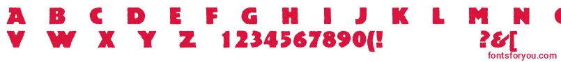 フォントAcsiomanextroughc – 白い背景に赤い文字