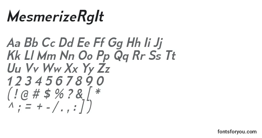 A fonte MesmerizeRgIt – alfabeto, números, caracteres especiais