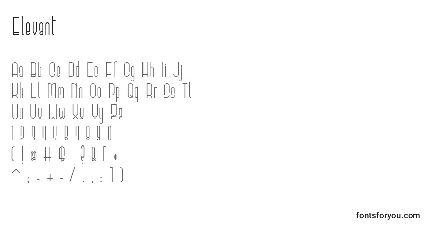 Schriftart Elevant – Alphabet, Zahlen, spezielle Symbole