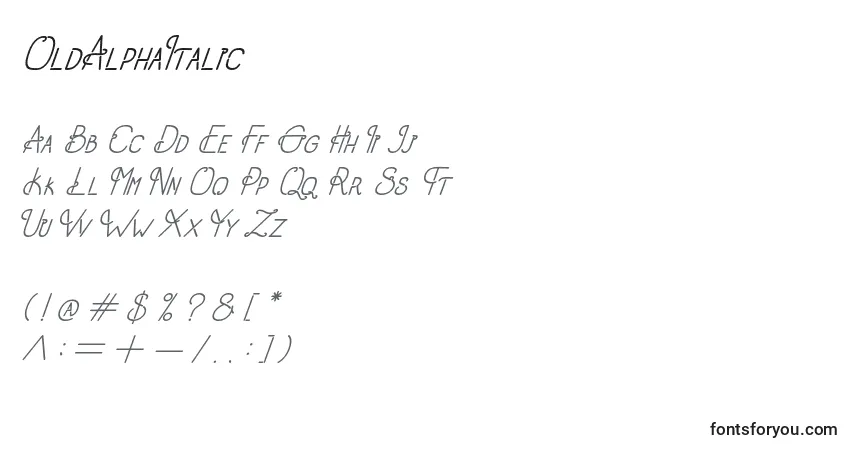 Schriftart OldAlphaItalic (83473) – Alphabet, Zahlen, spezielle Symbole