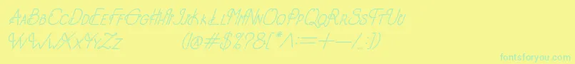 Fonte OldAlphaItalic – fontes verdes em um fundo amarelo