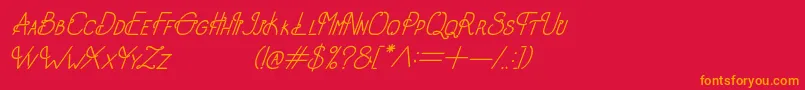 Fonte OldAlphaItalic – fontes laranjas em um fundo vermelho