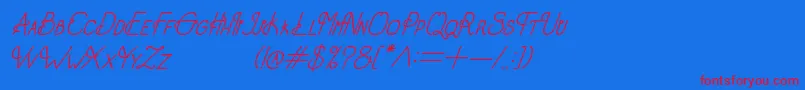 OldAlphaItalic Font – Red Fonts on Blue Background