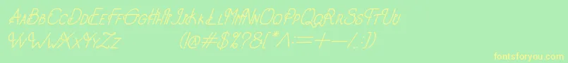 Fonte OldAlphaItalic – fontes amarelas em um fundo verde